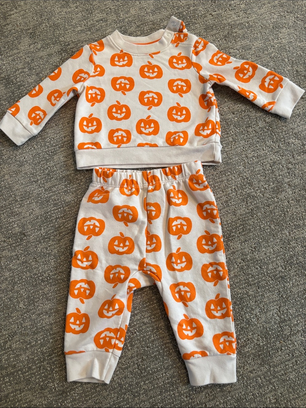 Cat & Jack Cream and Orange Pumpkin Matching Set